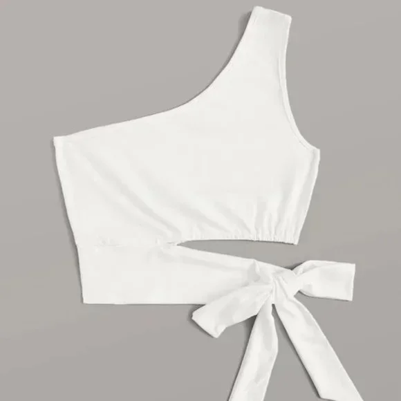 One shoulder tie side top - Picture 2 of 5